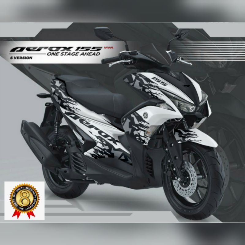 Decal Aerox 155 full body grafis silver abu variasi sticker