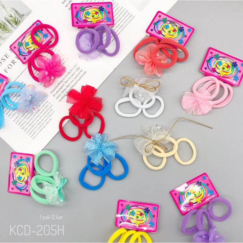 Ikat Rambut Donat Bunga Lilly warna warni // Kuncir Rambut// gelang rambut Korea Style Paket Isi 3 Pcs