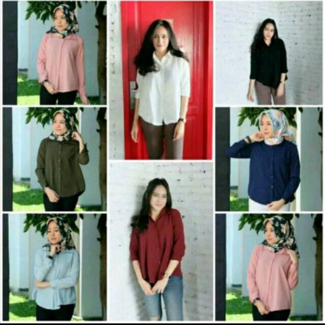 kemeja wanita.  hem wanita dian . baju kemeja lengan panjang .baju atasan wanita .
