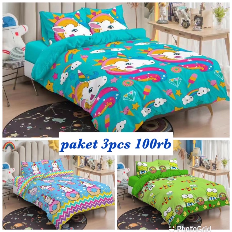 Paket Hemat 3pcs Selimut Bulu Anak Karakter 140x200 New