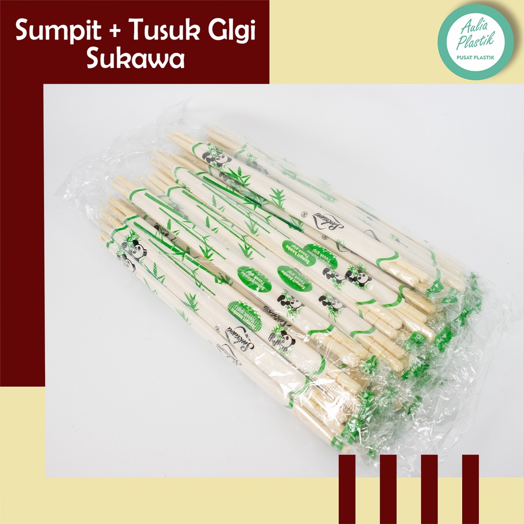 Sumpit Bambu Sumpit Sukawa + Tusuk Gigi isi 50 Pasang