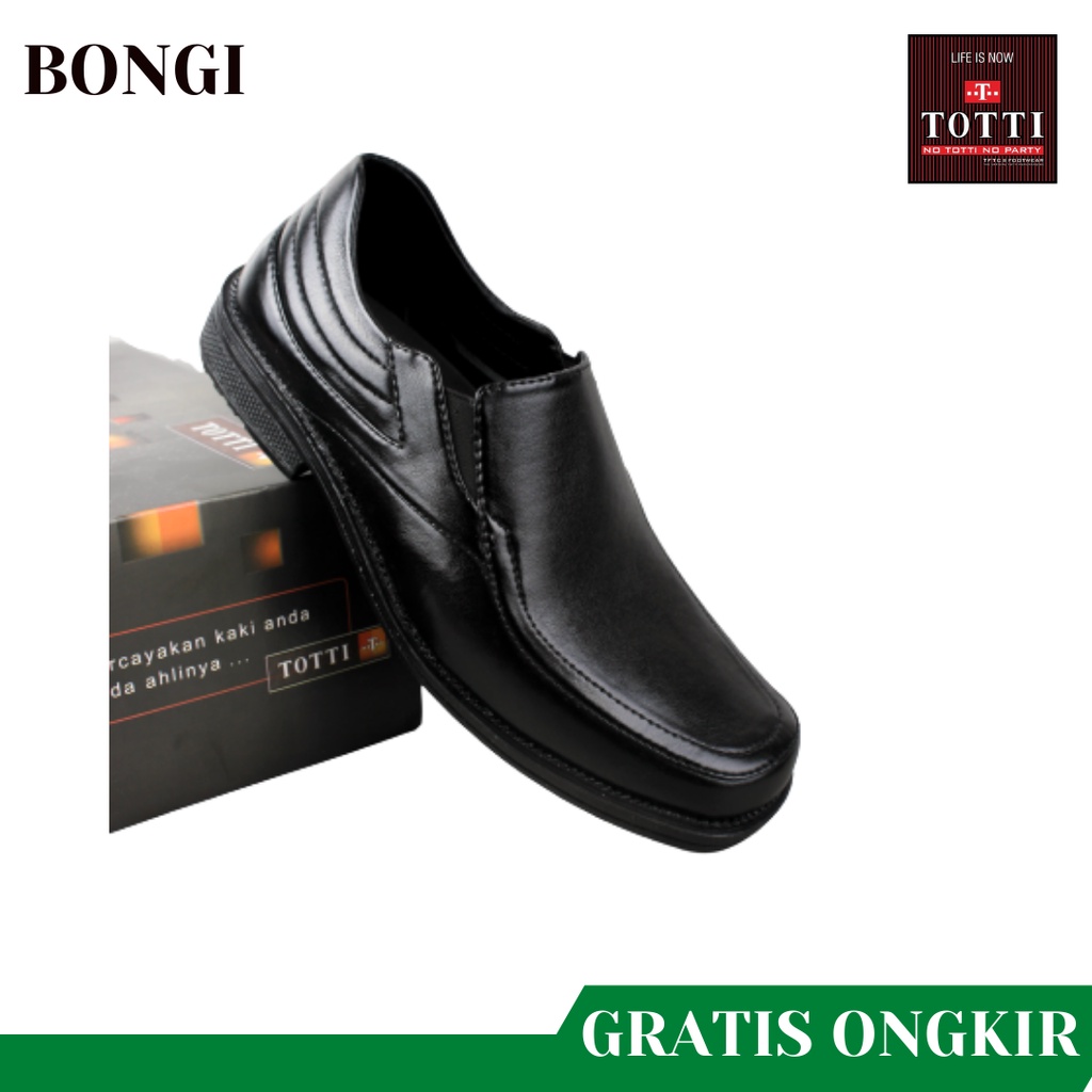 Sepatu Kerja Formal Hitam Kulit Sintetis Totti Pantofel Pria Fantofel Cowok  kantor Resmi