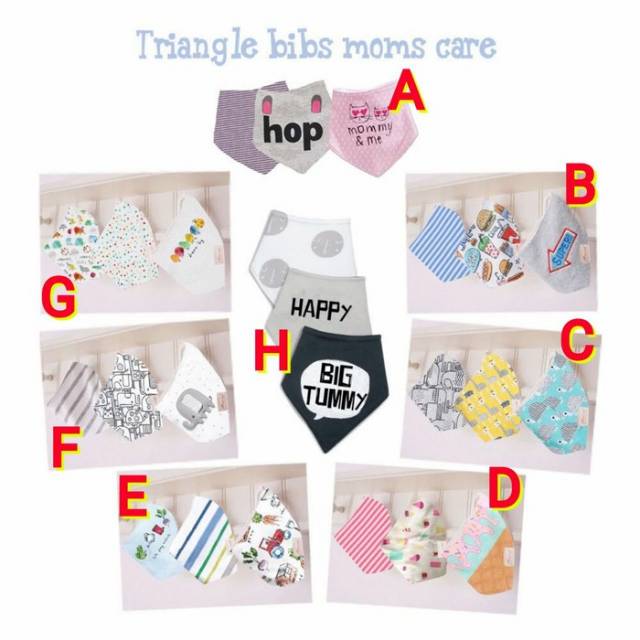 slaber segitiga moms care triangle bib segitiga 3in1 celemek bayi slabber