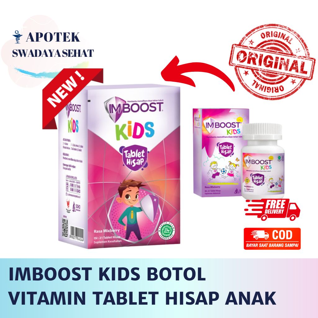 IMBOOST KIDS TABLET HISAP ANAK Kunyah Chew - Isi 21 Tablet - Suplemen Multivitamin Daya Tahan Tubuh