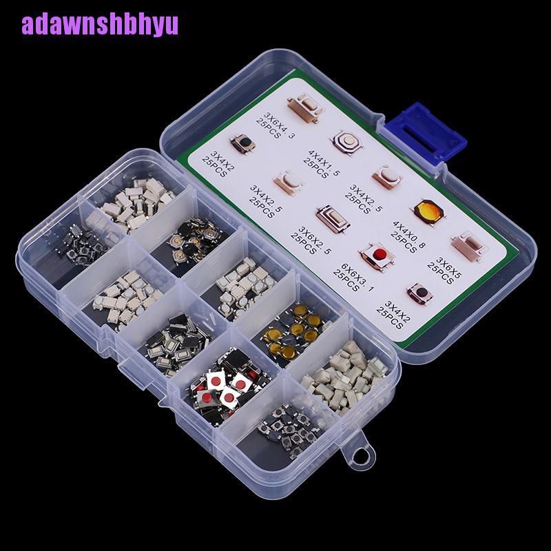 250pcs 10 Tipe Tombol Tekan Tactile Kunci Mobil