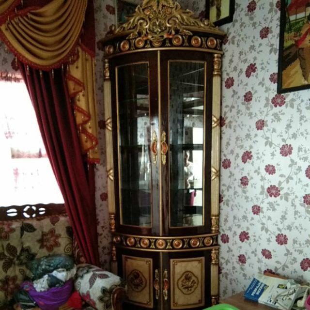 Lemari Sudut Hias Cincin Jati, Lemari Ukir Jepara