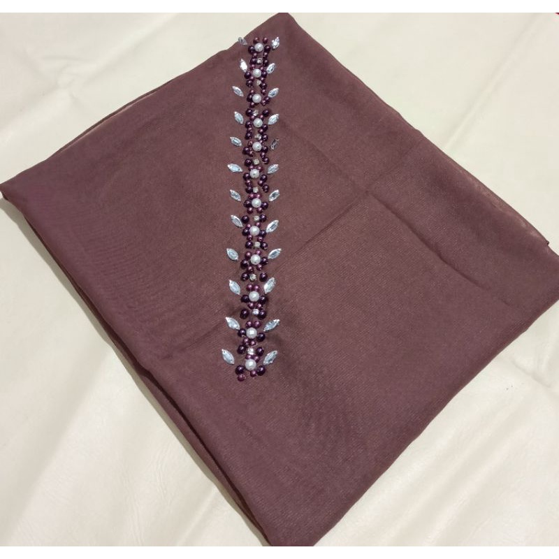segiempat bella square payet mutiara permata/jilbab segiempat bella square bando payet/hijab bella-DARK MILLO