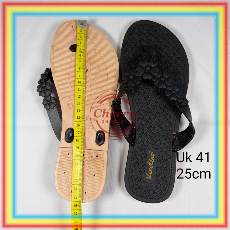 8325-21 Sandal Jepit Wanita Verotino Sendal Cewek Karet Tali Motif Bunga Glanzton