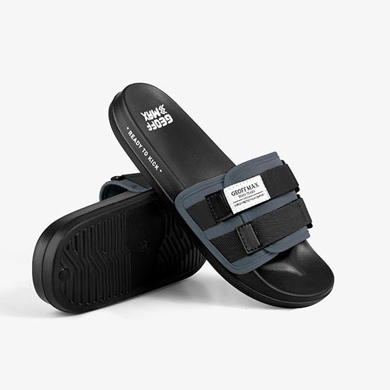 (MENARIK) Geoff Max Official - Freddo Grey Black | Slippers | Sandal Pria
