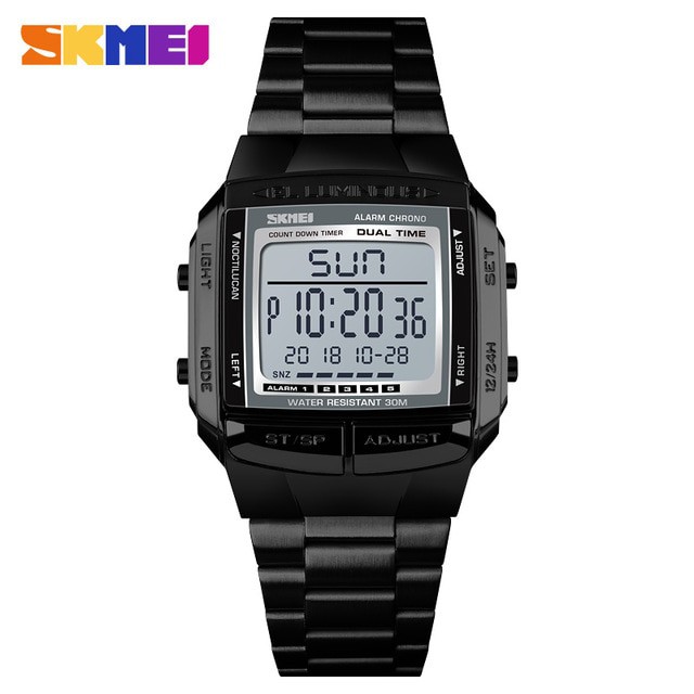 Jam Tangan Digital Pria - 1381 - EMWSDDBK Black - SKMEI