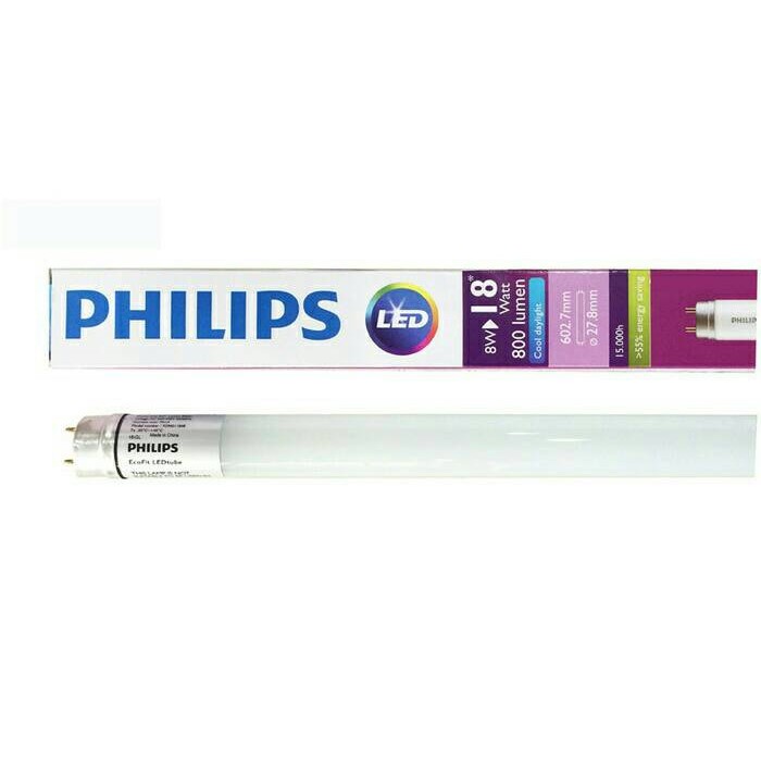 LAMPU TL LED PHILIPS LED T8 LED TL ECOFIT PHILIPS 8W 8 WATT 60CM
