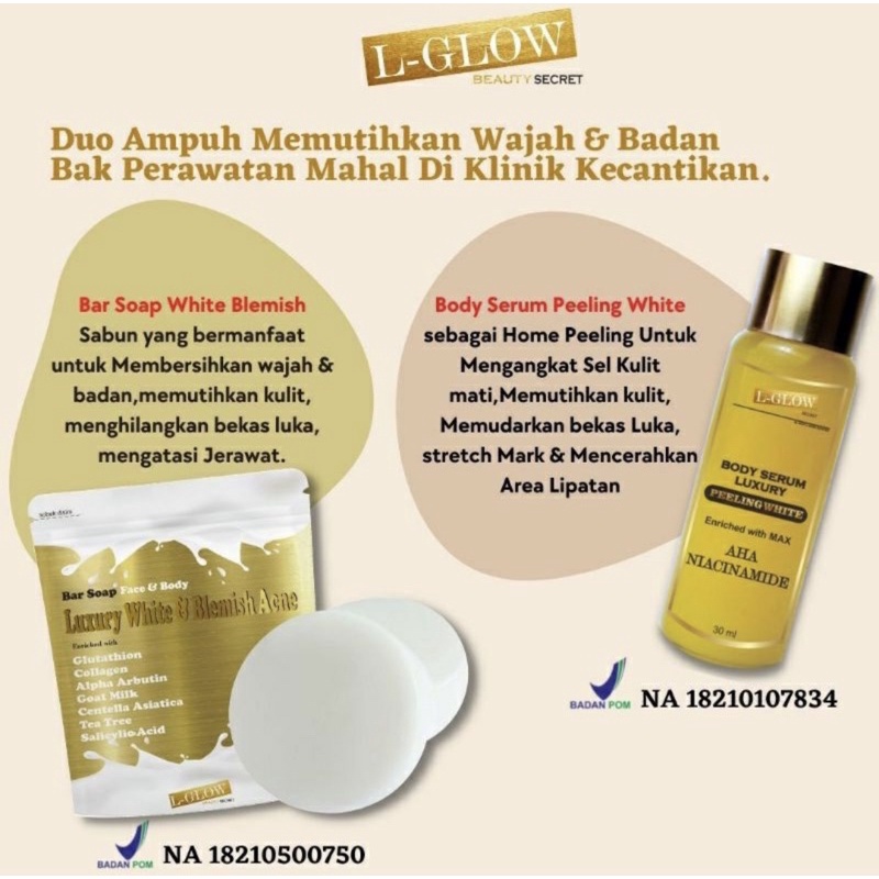 READY STOCK PAKET L GLOW (SERUM PEELING+SABUN)