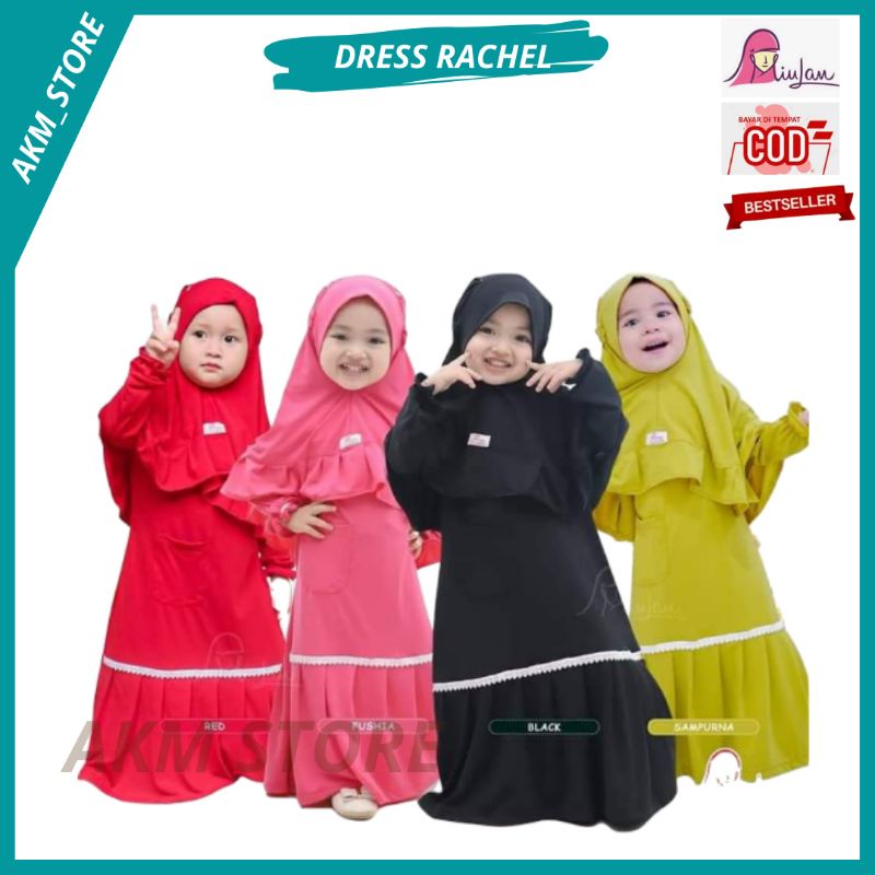 BAJU ANAK SET DRESS RACHEL MIULAN KIDS BAJU ANAK 3-4 TAHUN BAJU GAMIS