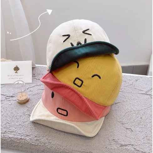 (HZ) TOPI ANAK FASHION HAT MOTIF EKSPRESI LUCU TOPI ANAK UNISEX MOTIF BORDIR EMOJI