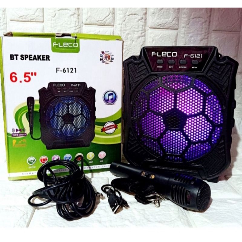 (COD) Speaker bluetooth FLECO F-6121 UK" 6.5 inch free mic karaoke