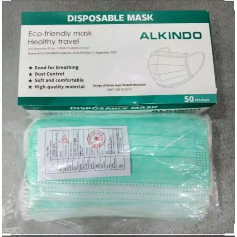 TERMURAH MASKER EARLOOP ALKINDO ANAK 3PLY / MASKER ALKINDO DEWASA 3PLY ISI 50PCS/MASKER MOUSON 3 PLY