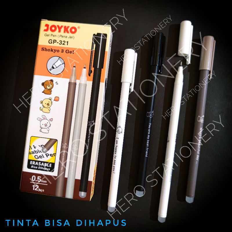 

Pen gel erasable joyko shokyo 3 gel 0.5 mm tinta bisa dihapus GP-321 . 12 unit