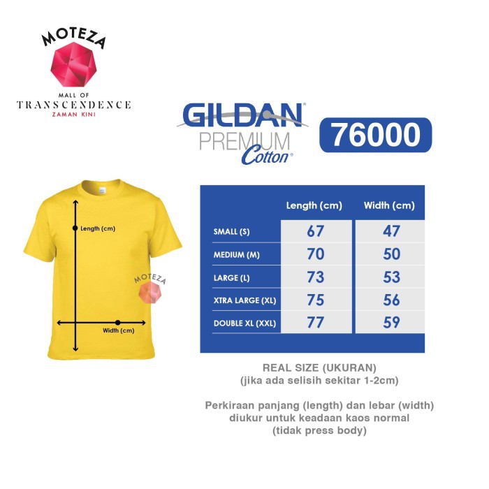 Moteza Kaos Polos Combed 24s - GILDAN Premium Cotton 76000 - WARNA (Warm)