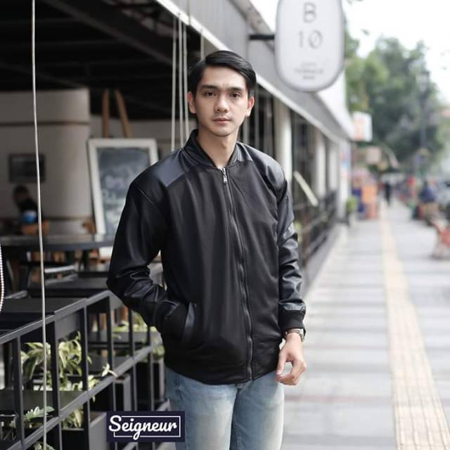 Jaket Pria Kulit Kombinasi Original Seigneur