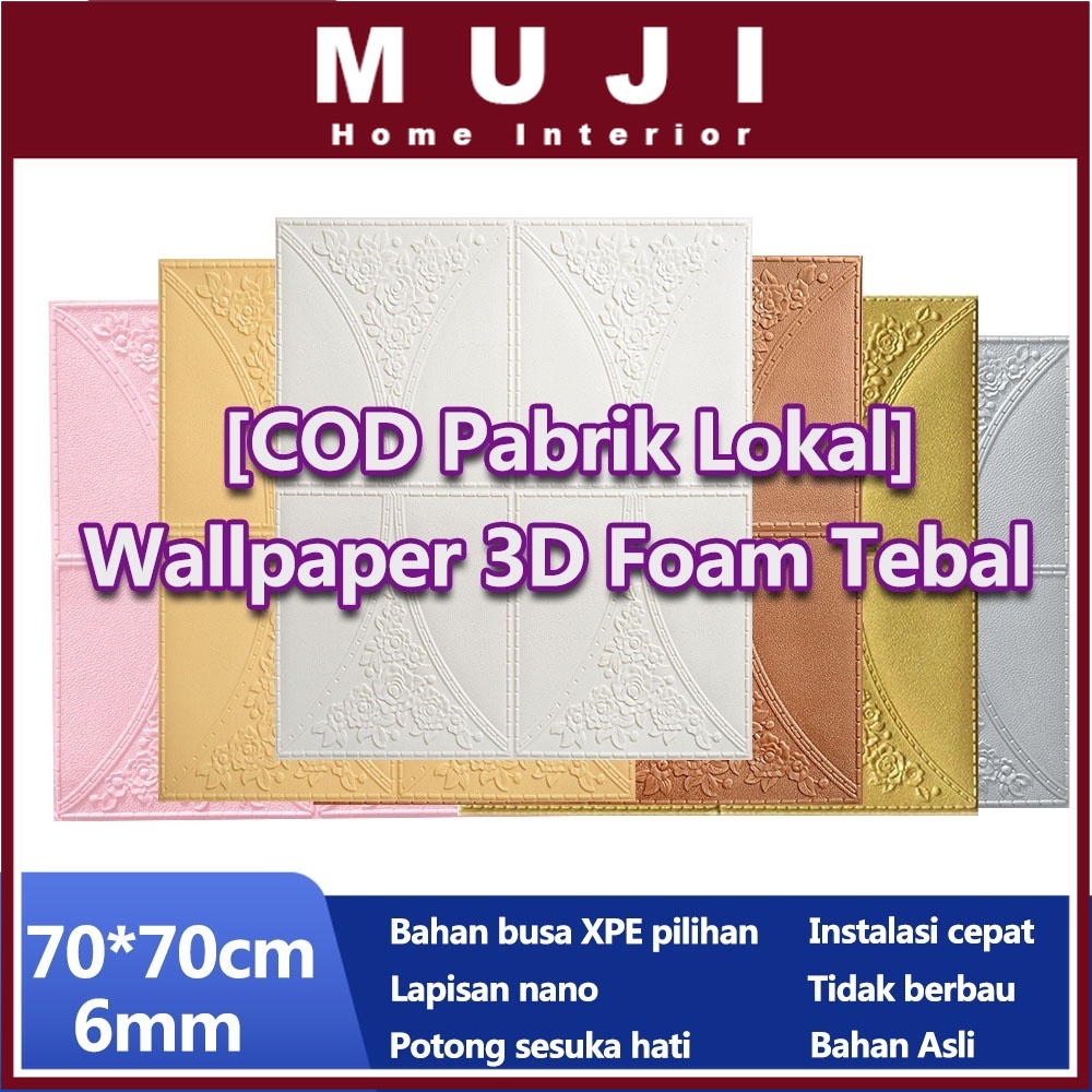 [COD Beli 10 Gratis 1] L 70*70cm 4-6mm Tebal Wallpaper 3D Foam Wallpaper Dinding Batu Bata Stiker Di