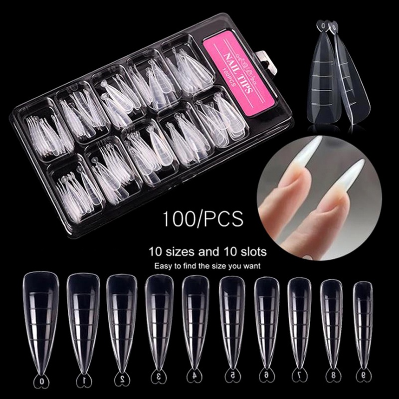 [FULL] 100Pcs Nail Forms Full Cover Gel Mold Tips Nail Extension Diy Nails Accessories