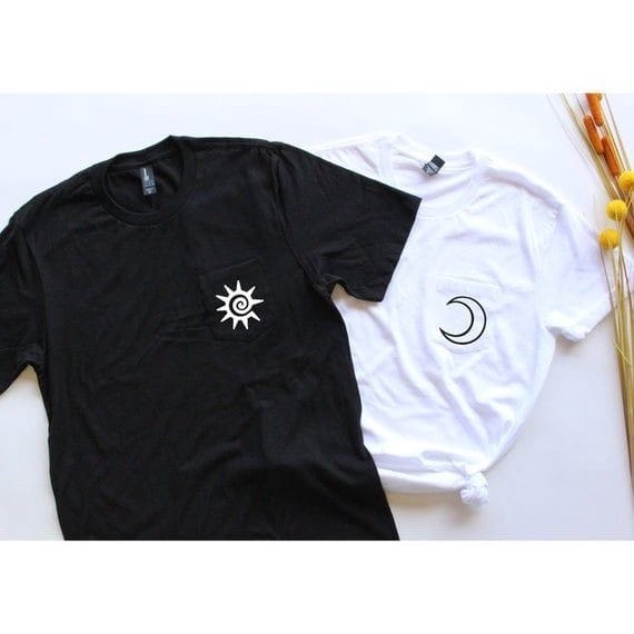 MYSTIQUE.ID-BAJU KAOS COUPLE SUN AND MOON T-SHIRT LUCU DAN AESTHETIC