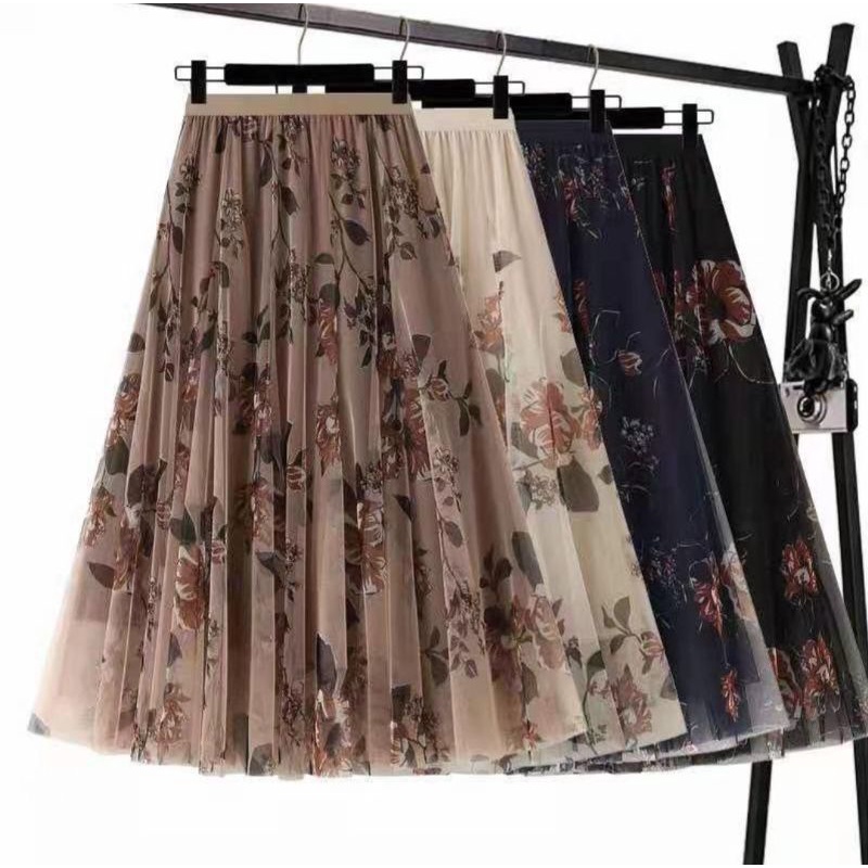 ROK TUTU MOTIF BUNGA IMPORT