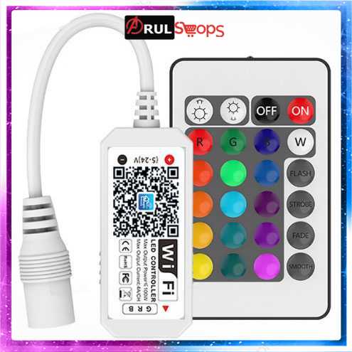 Mini Wifi Controller + 24Key IR Remote Lampu LED RGB