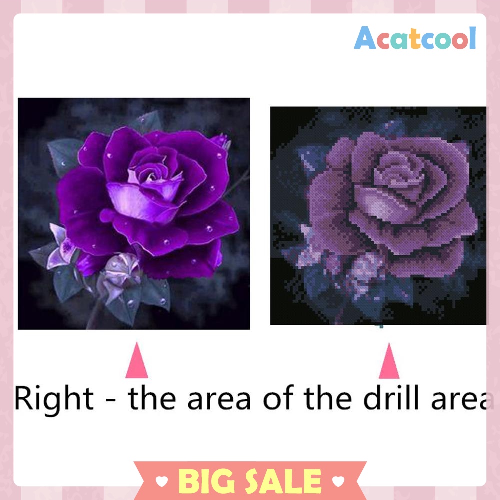 5D DIY Full Drill Square Diamond Painting Purple Rose Cross Stitch Mosaic