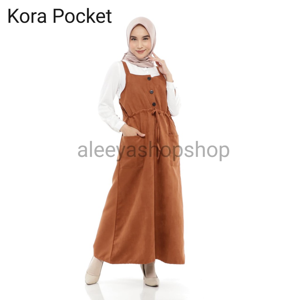 Kora Overall Bahan Suede WARNA MAROON