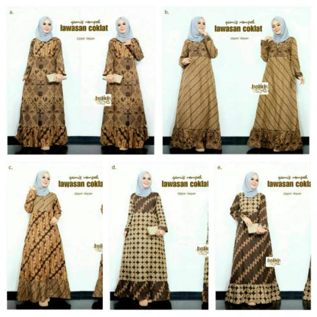 gamis rempel lawasan coklat/gamis batik jumbo/gamis batik ld 110