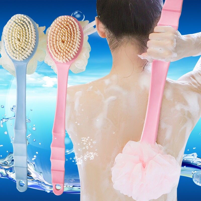 Grosir - H1022 Sikat Mandi Dua Sisi / Shower Puff + Sikat Gosok Punggung / Sikat Punggung Mandi / Bath Brush
