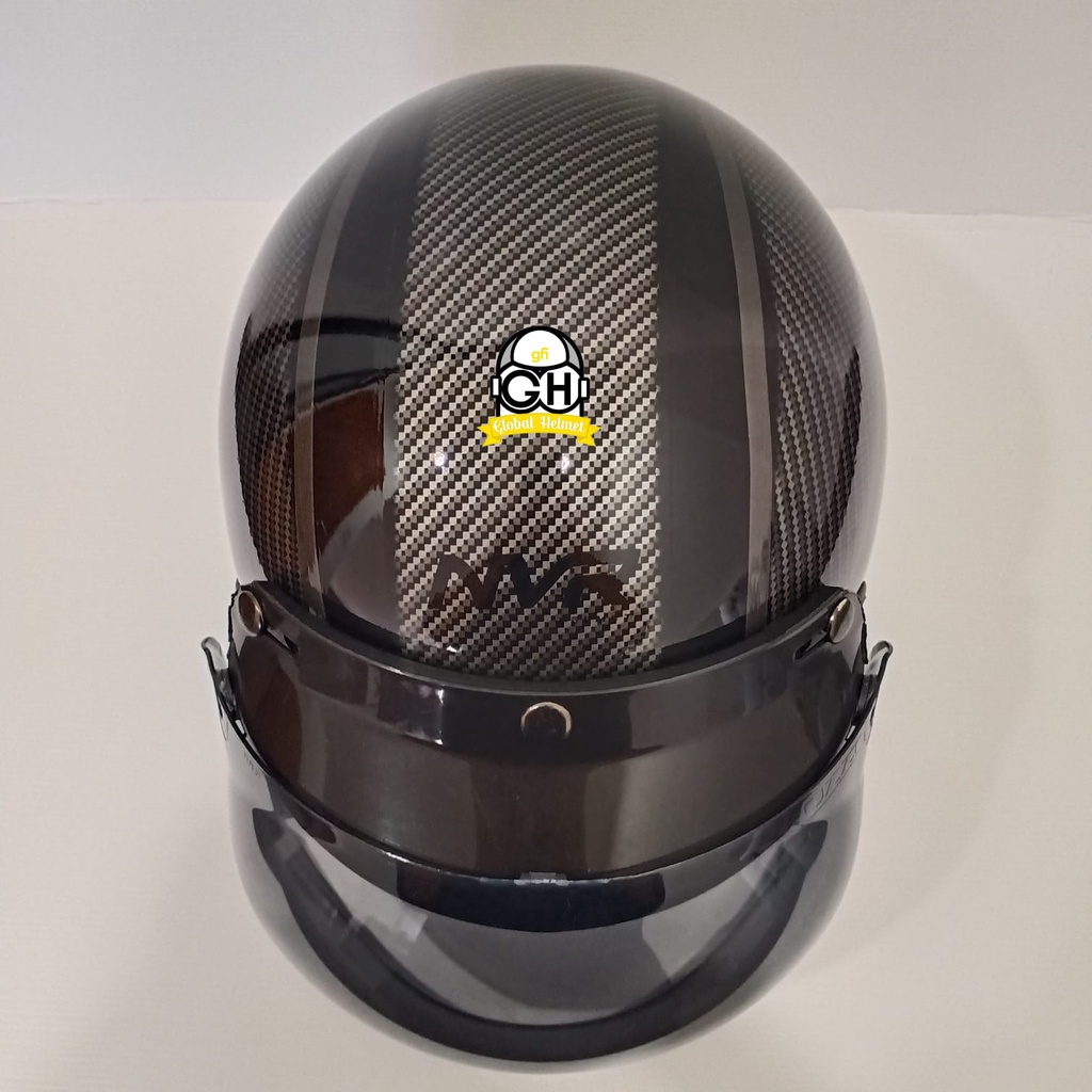 HELM BOGO RETRO COCO CARBON BLACK GLOSSY ORIGINAL SNI