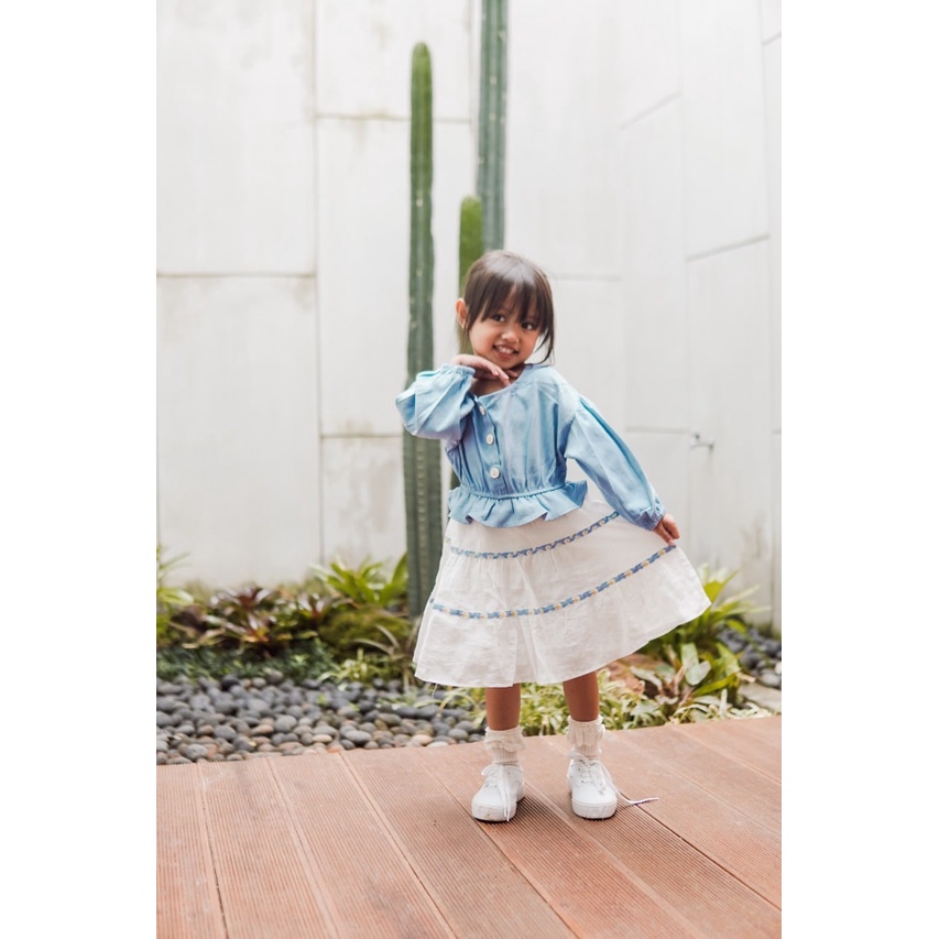 Promo !! Dress anak perempuan import / Pakaian anak import / Dress double stripe zigzag uk  1-3th
