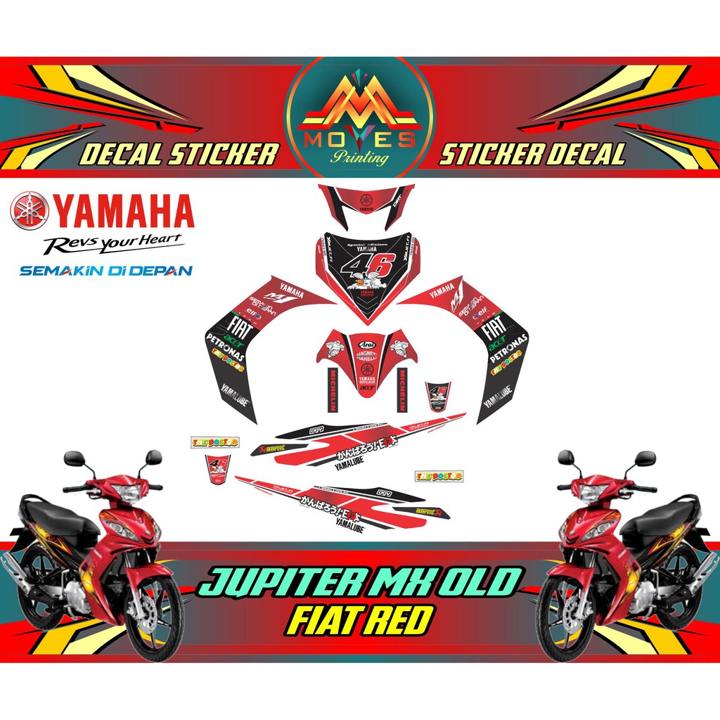 Decal Sticker Full Body Yamaha Jupiter Mx Lama Striping Motor Jupiter Mx Old Fiat Red Shopee Indonesia