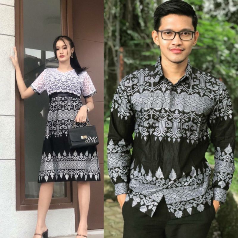 Baju Batik Couple Batik Sarimbit Dress Songket Etnik Silver