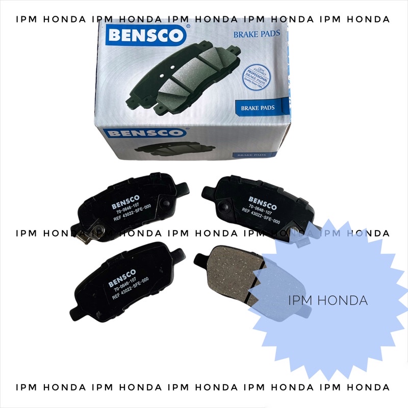43022 SFE Bensco Brake Pad Kampas Rem Belakang Honda Odyssey RB1 RB3 2004 2005 2006 2007 2008 2009 2010 2011 2012 Elysion 2005-2010