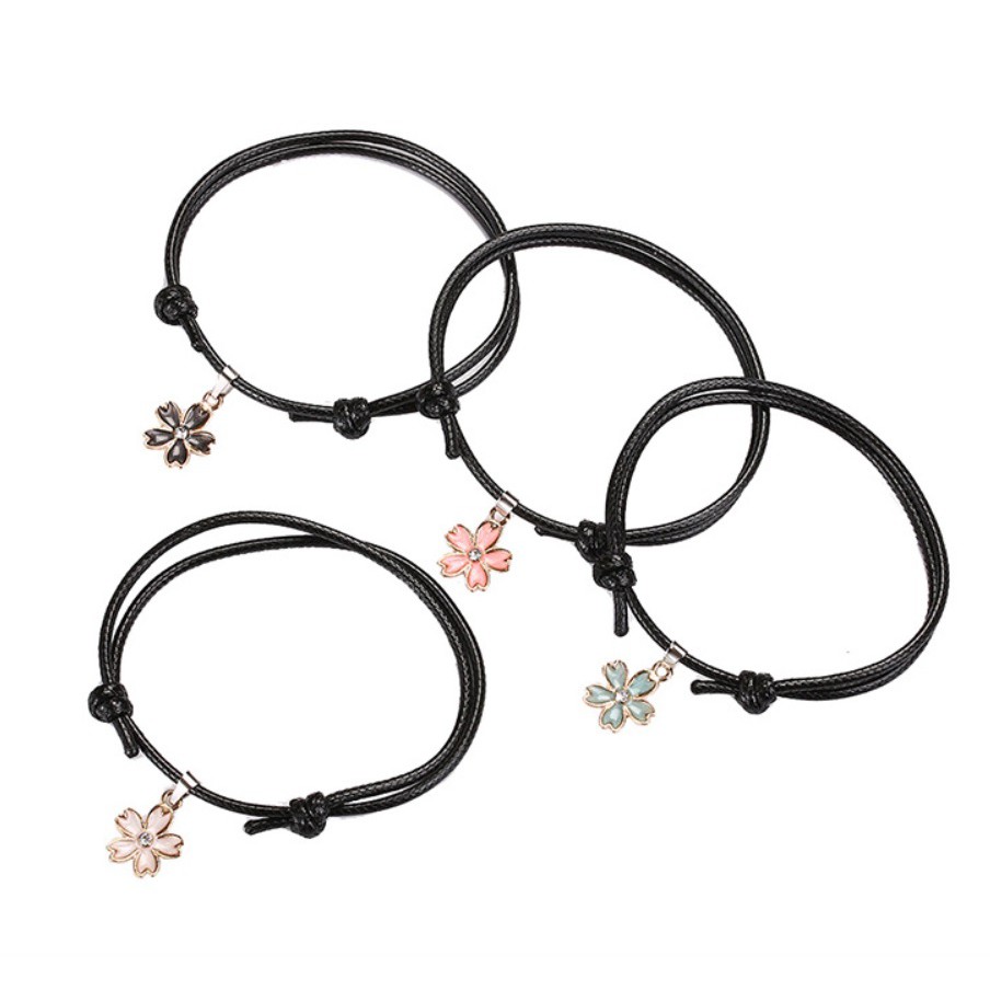 Gelang Tali Kulit Impor Bunga DAISY SAKURA Gaya Punk HipHop Korea Fashion ANTI AIR Pria Wanita