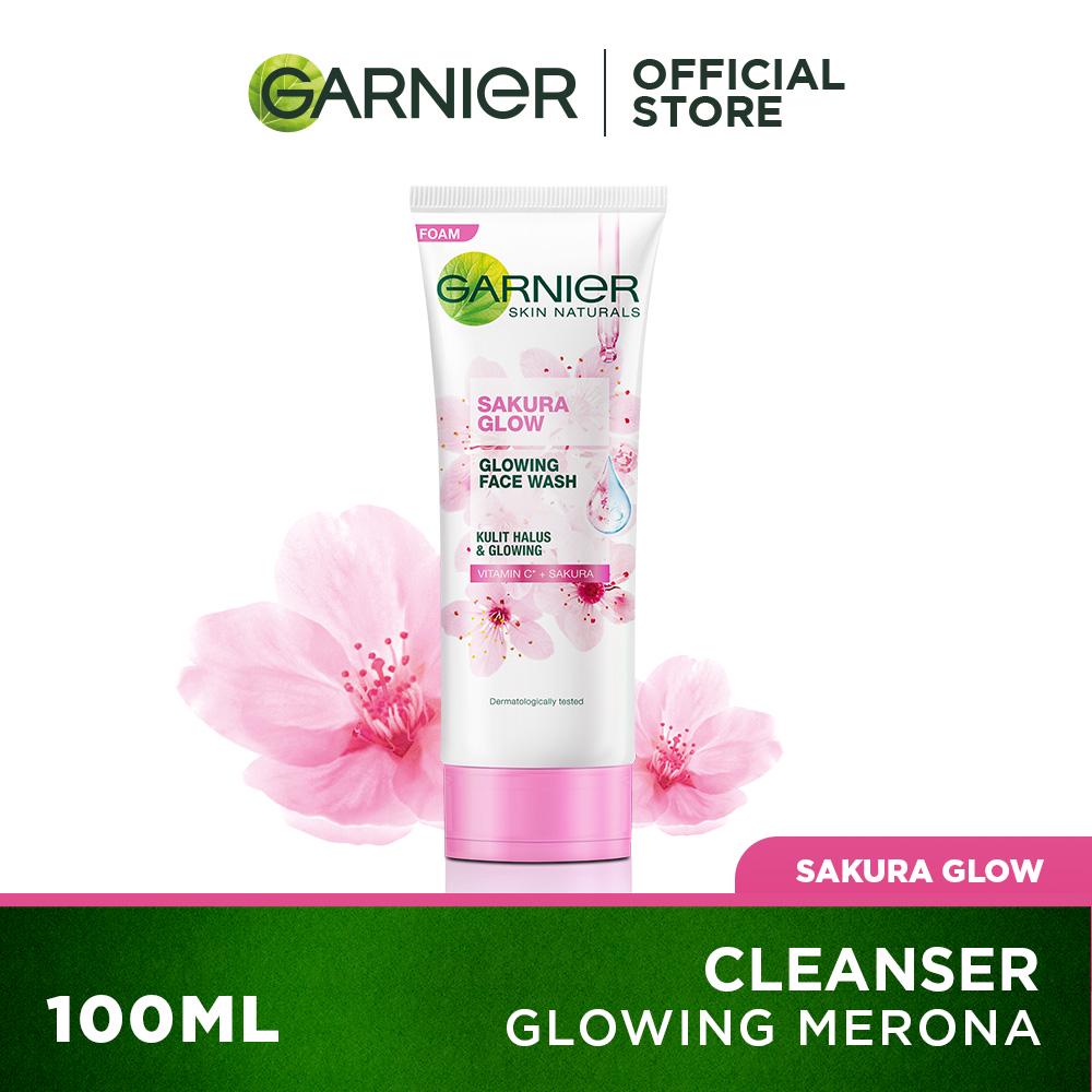 Garnier Sakura Glow Booster Serum 15ml + Facial Foam -100ml 2pcs(Kulit Glowing Merona)(Sakura White)-5