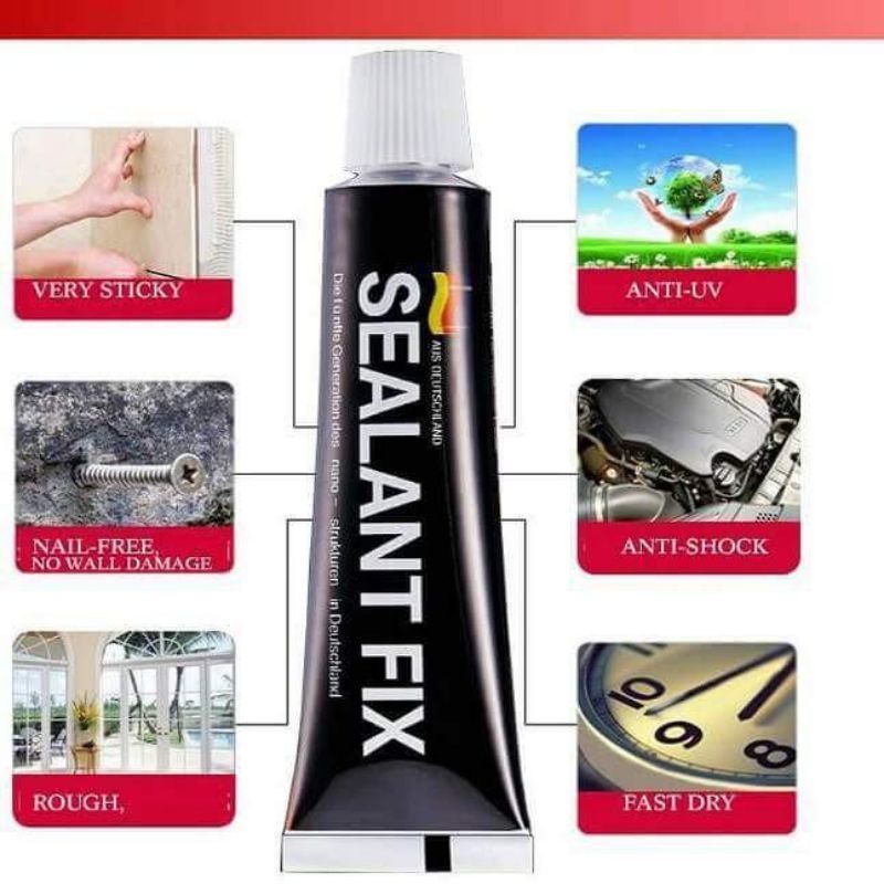 LEM ANTI BOR CEPAT KERING SEALANT FIX 40G ORIGINAL LEM STAINLESS SEALANT FIX RUMAH TANGGA 40G LEM STAINLESS LEM KACA SILIKON SEALANT