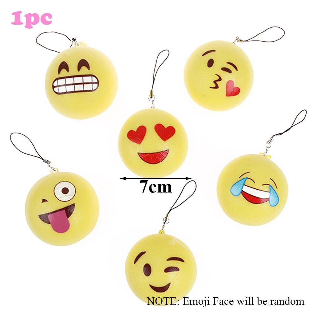 1Pc Gantungan Handphone Squishy Bentuk Bola Motif Emoji Shopee