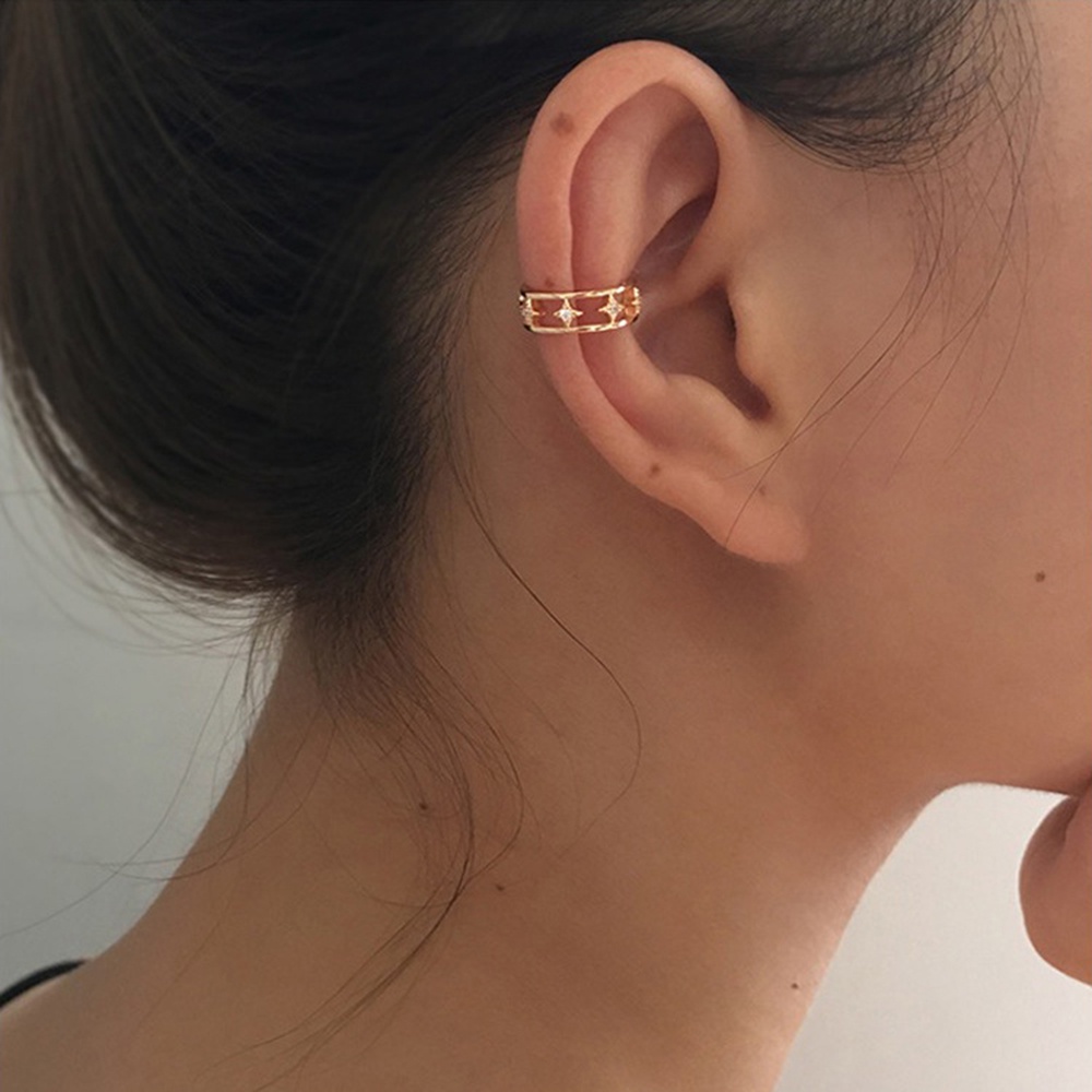 【COD Tangding】Anting Rantai Rumbai Tanpa Tindik Desain Bintang Gaya Retro Perancis Untuk Wanita