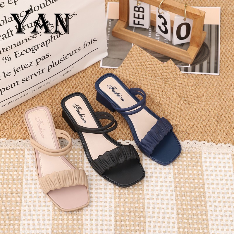 YAN Sendal Wanita Heels Wanita Kasual Sandal Wanita Sandal Hak 5cm