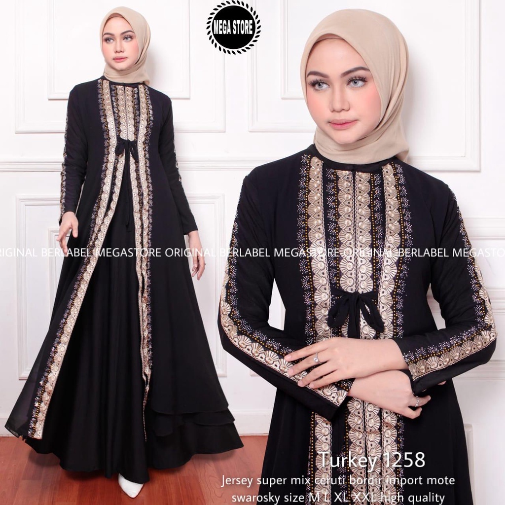 GAMIS ABAYA TURKEY TURKI TURKY WANITA TERBARU/ABAYA KEKINIAN BAHAN JET BLACK