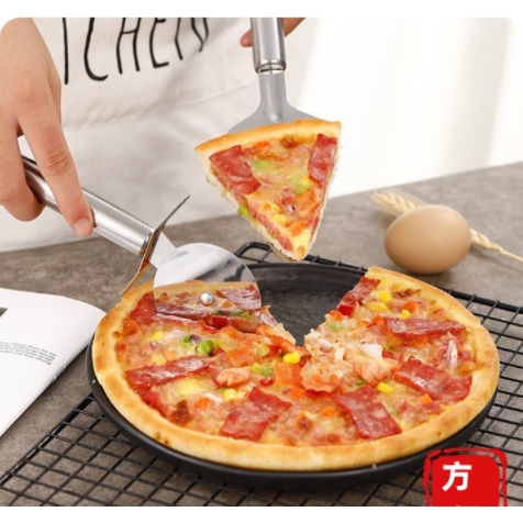 Pisau pemotong pizza + sendok spoon pizza stainless steel