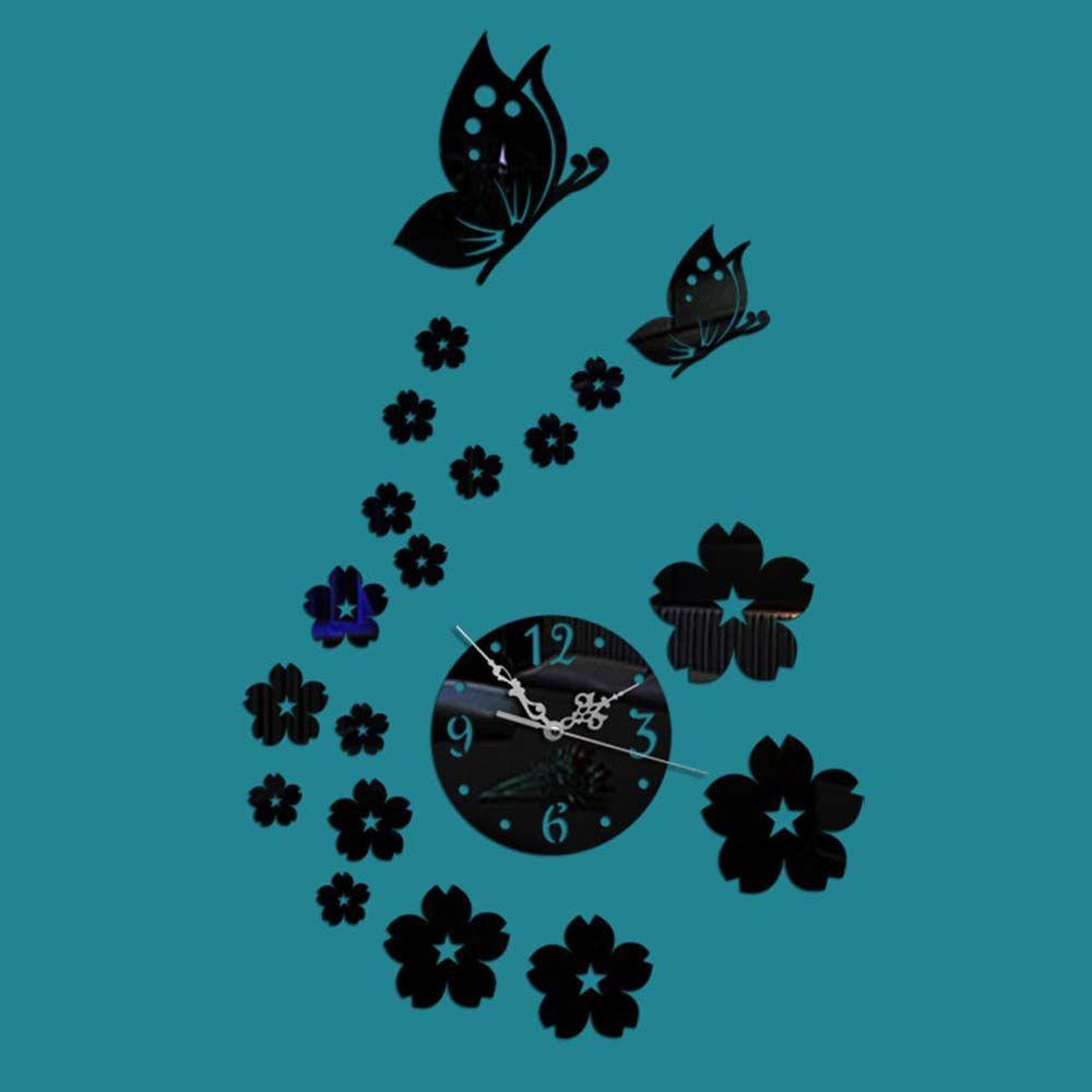 Augustina Jam Dinding 3D Modern DIY Mirror Acrylic Surface Wall Decor