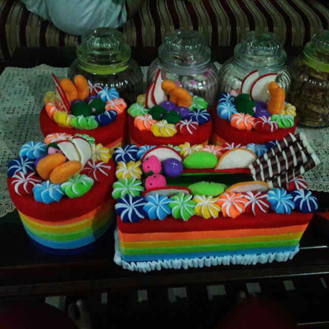 [ready] Set Toples Flanel Rainbow Fruits On Forest