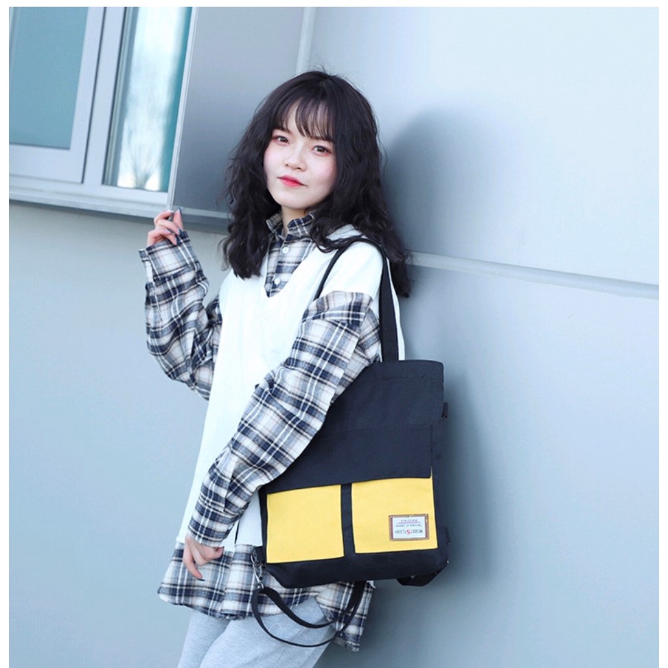 Twenty Bag - Tas Tote Bag Wanita Resleting Terbaru 2022 Aesthetic Kekinian Motif Carakter LIVING SAKURA Korea Style Multifungsi