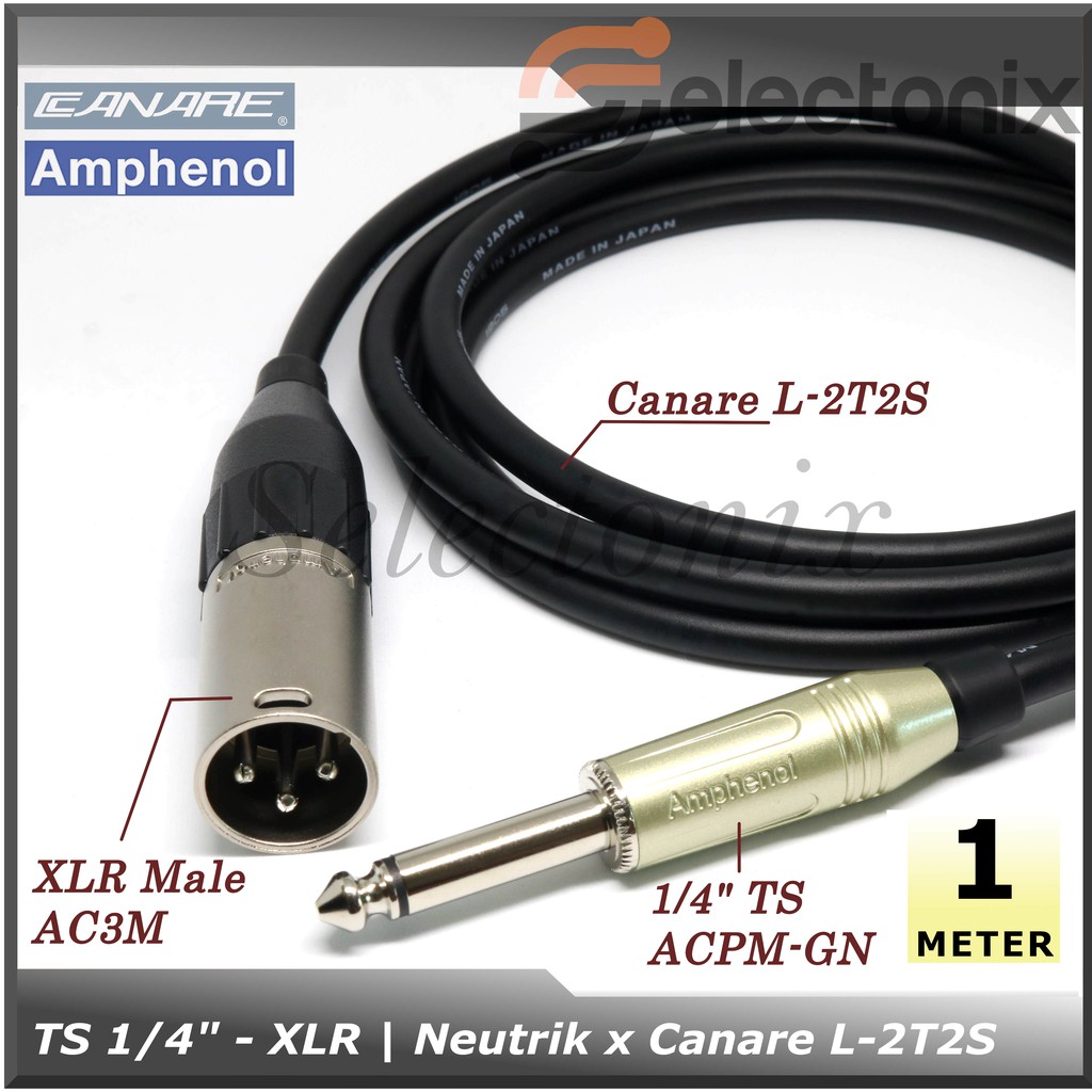 [1m] Kabel Mic 1/4 TS - XLR | Canare x Amphenol