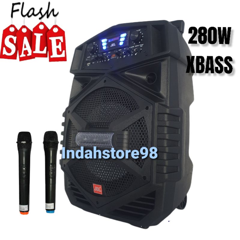 Speaker Aktif Portable JDL QV 12 Inch Bluetooth Karaoke XBass 2 Mic Wireless # DAT DT 1210ft